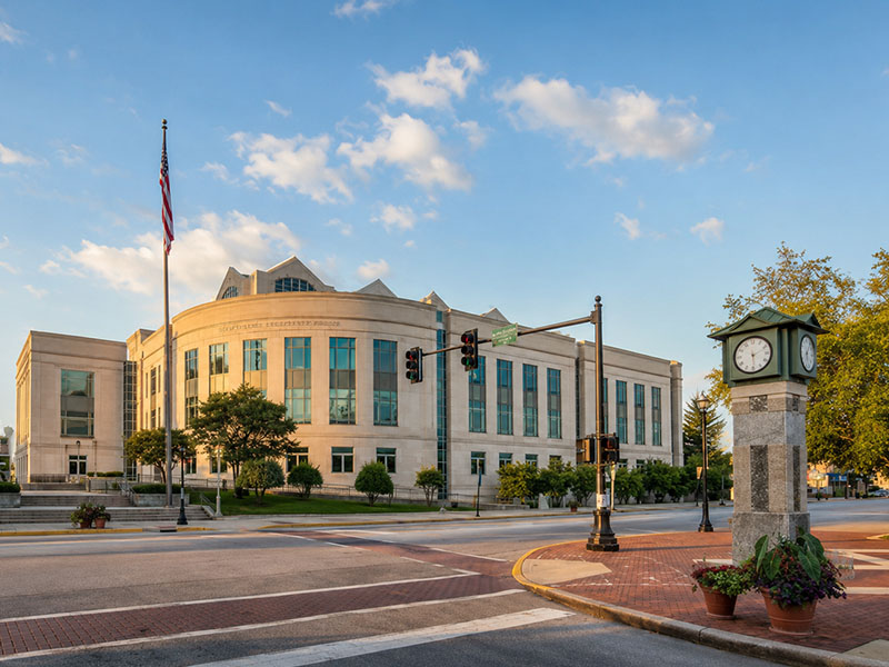 Madison County Courthouse in Edwardsville, Illinois, representing legal services and accident claims.